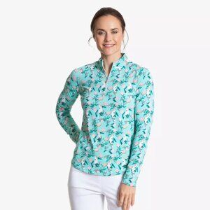 Court Haley cooling golf shirt with cockatoos and citrus fruit print, size XL
